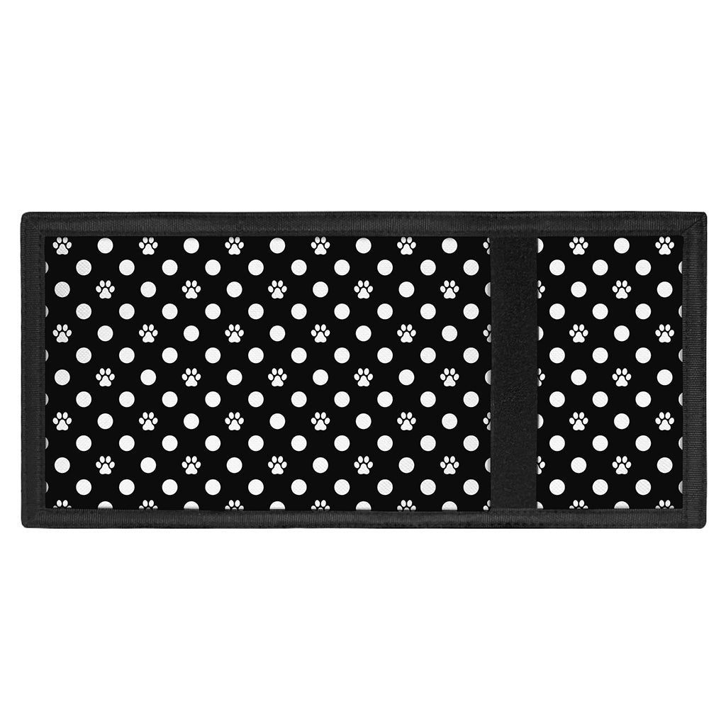 Black And White Paw And Polka Dot Print Trifold Wallet