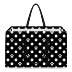 Black And White Paw And Polka Dot Print Utility Tote Bag