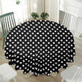 Black And White Paw And Polka Dot Print Waterproof Round Tablecloth