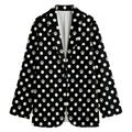 Black And White Paw And Polka Dot Print Women's Blazer