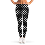 Black And White Paw And Polka Dot Print Women's Leggings