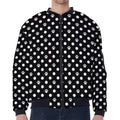 Black And White Paw And Polka Dot Print Zip Sleeve Bomber Jacket
