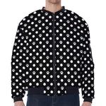 Black And White Paw And Polka Dot Print Zip Sleeve Bomber Jacket