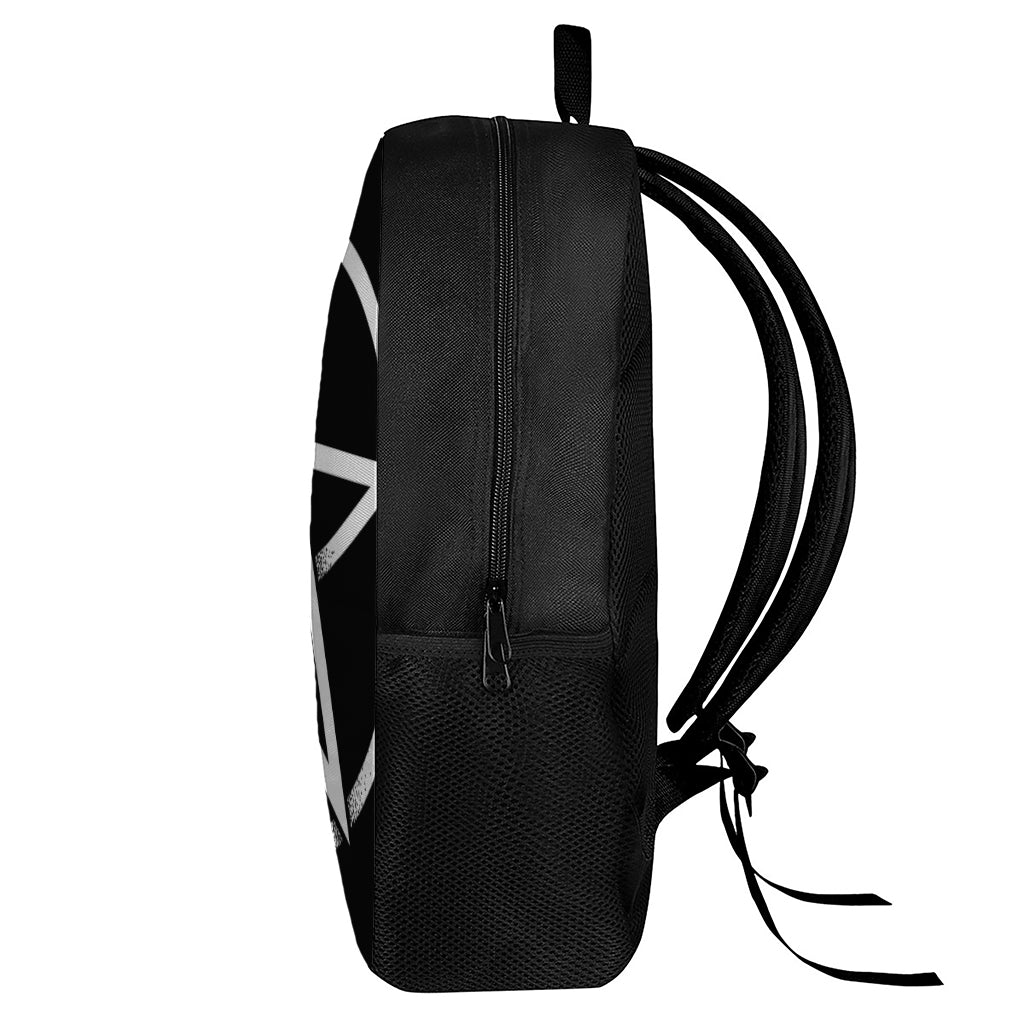 Black And White Pentagram Symbol Print 17 Inch Backpack