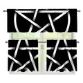 Black And White Pentagram Symbol Print 3 Piece Kitchen Curtains