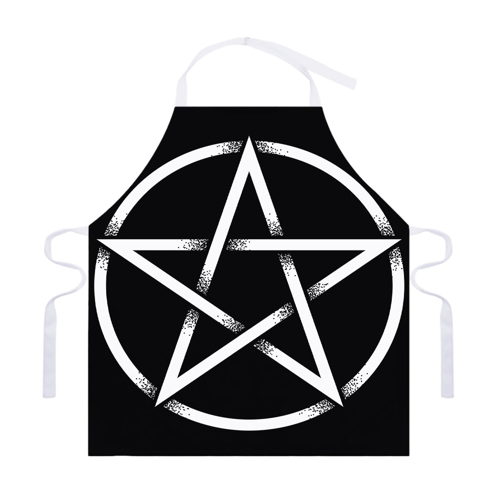 Black And White Pentagram Symbol Print Adjustable Apron