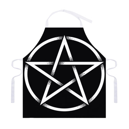 Black And White Pentagram Symbol Print Adjustable Apron