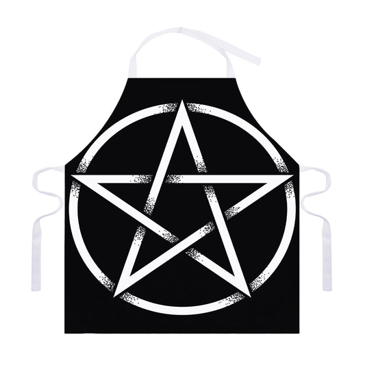 Black And White Pentagram Symbol Print Adjustable Apron