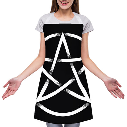 Black And White Pentagram Symbol Print Adjustable Apron