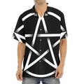 Black And White Pentagram Symbol Print Aloha Shirt