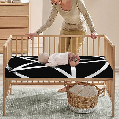 Black And White Pentagram Symbol Print Baby Crib Sheet