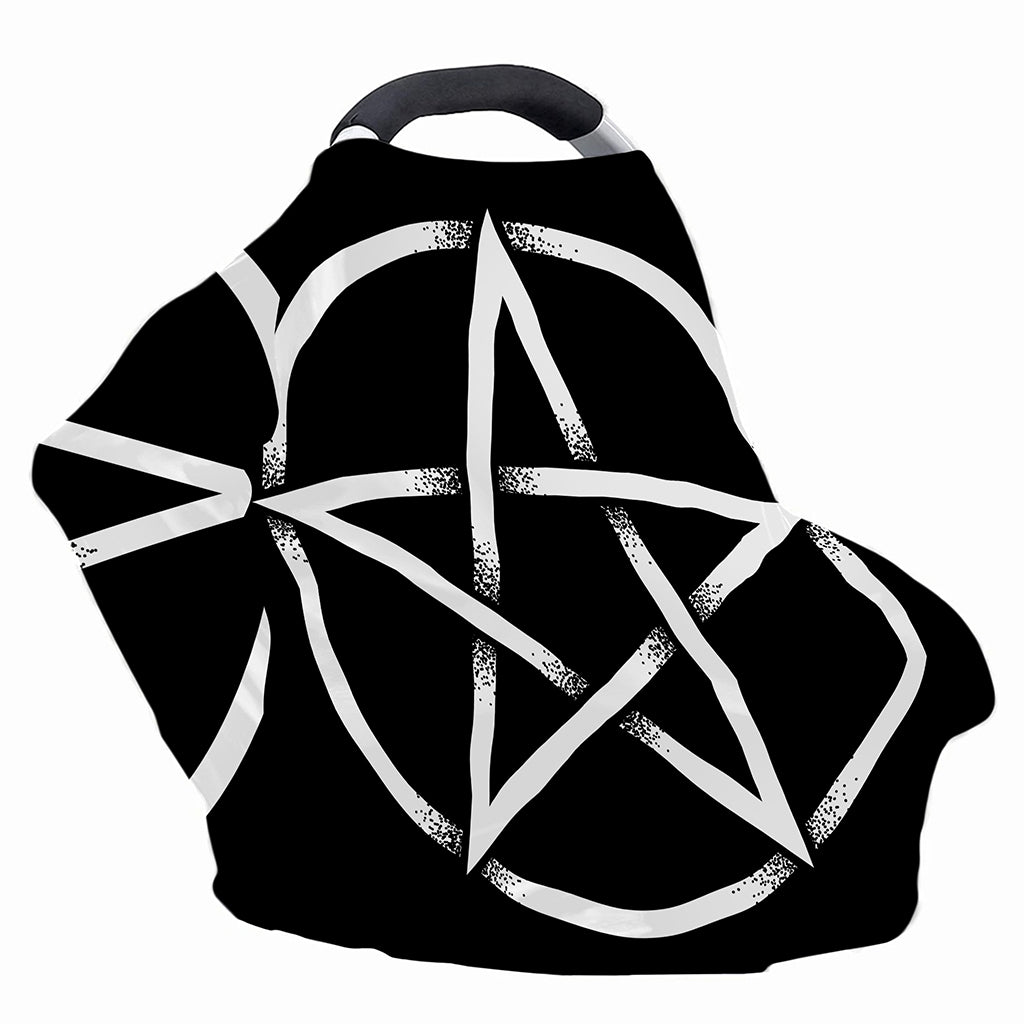 Black And White Pentagram Symbol Print Baby Seat Cover