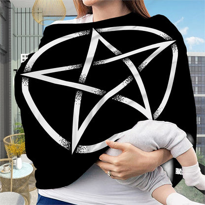 Black And White Pentagram Symbol Print Baby Seat Cover