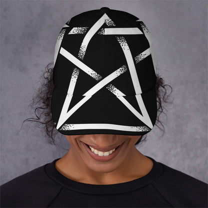 Black And White Pentagram Symbol Print Baseball Cap