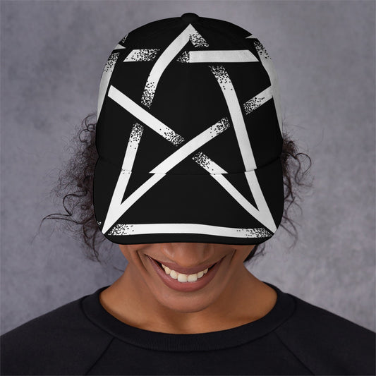 Black And White Pentagram Symbol Print Baseball Cap