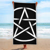 Black And White Pentagram Symbol Print Beach Towel