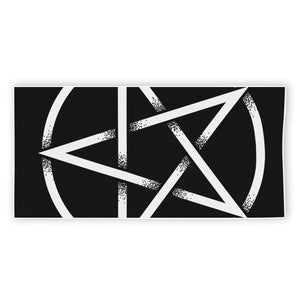 Black And White Pentagram Symbol Print Beach Towel