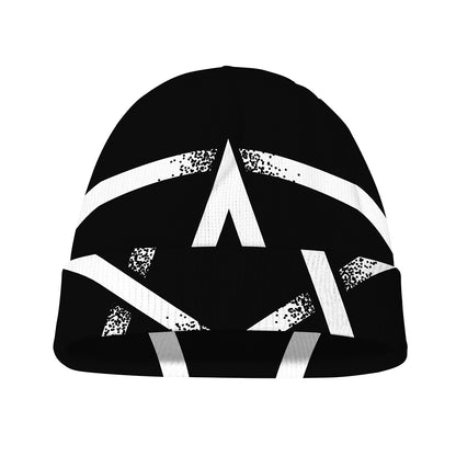 Black And White Pentagram Symbol Print Beanie