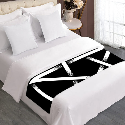 Black And White Pentagram Symbol Print Bed Runner