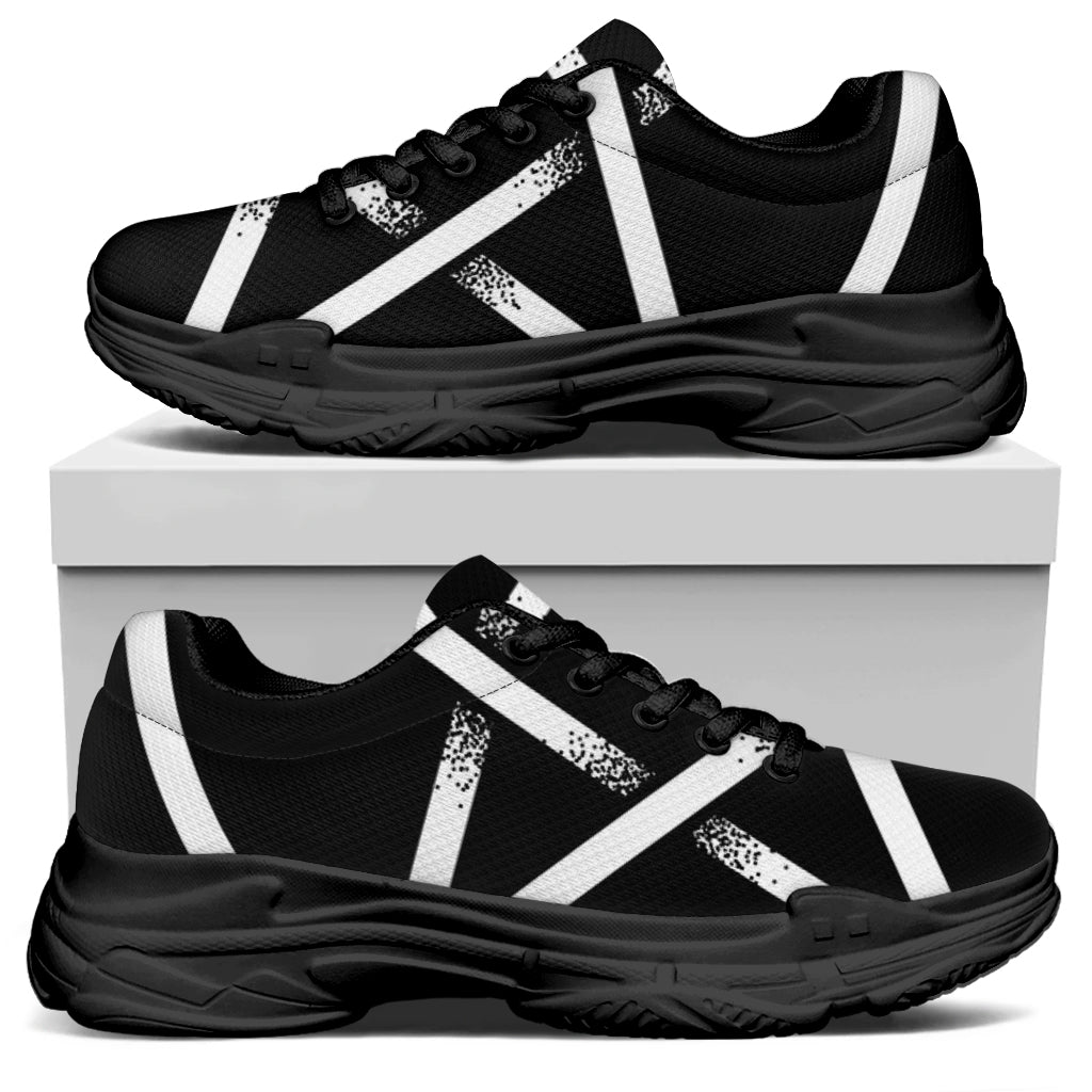Black And White Pentagram Symbol Print Black Chunky Shoes