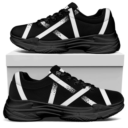 Black And White Pentagram Symbol Print Black Chunky Shoes
