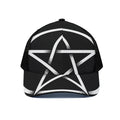 Black And White Pentagram Symbol Print Black Mesh Trucker Hat