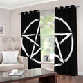 Black And White Pentagram Symbol Print Dimout Grommet Curtains