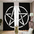 Black And White Pentagram Symbol Print Dimout Pencil Pleat Curtains