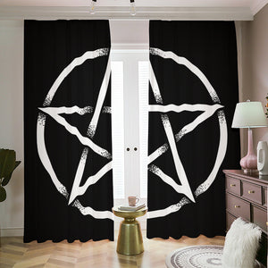 Black And White Pentagram Symbol Print Blackout Pencil Pleat Curtains