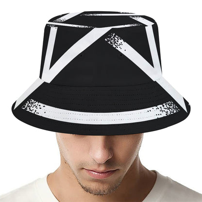 Black And White Pentagram Symbol Print Bucket Hat