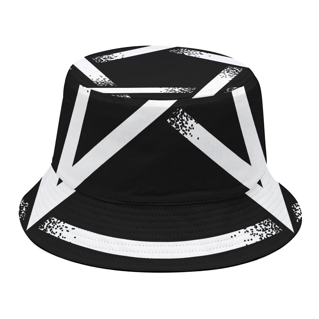 Black And White Pentagram Symbol Print Bucket Hat