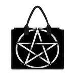 Black And White Pentagram Symbol Print Canvas Tote Bag