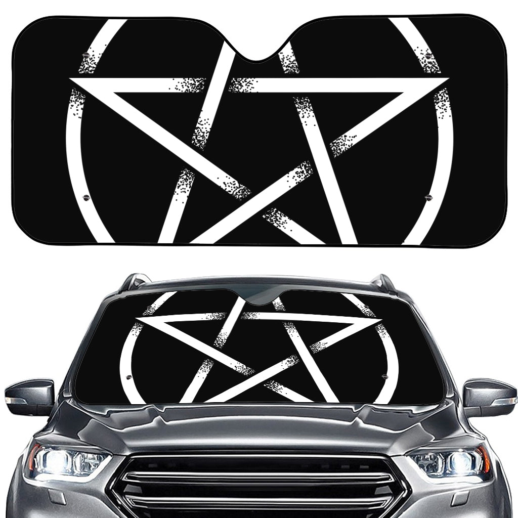 Black And White Pentagram Symbol Print Car Windshield Sun Shade