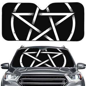 Black And White Pentagram Symbol Print Car Windshield Sun Shade