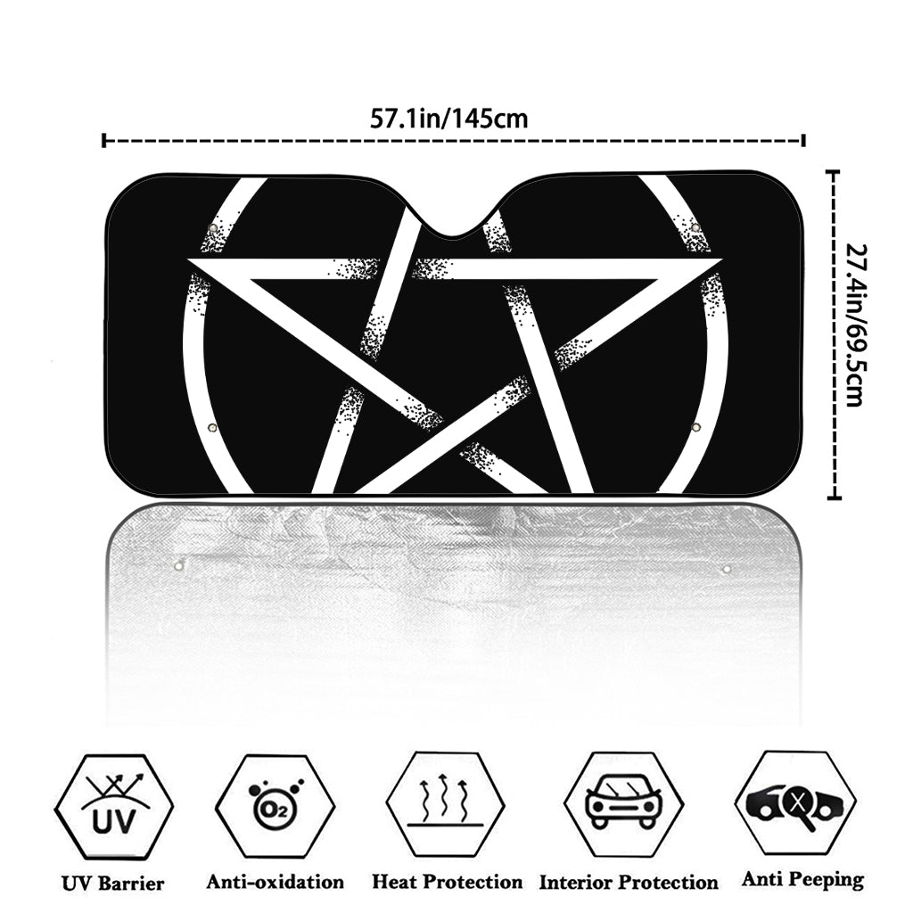 Black And White Pentagram Symbol Print Car Windshield Sun Shade