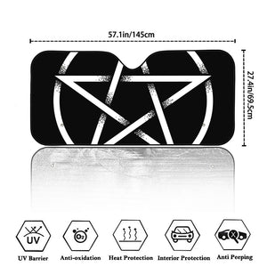 Black And White Pentagram Symbol Print Car Windshield Sun Shade