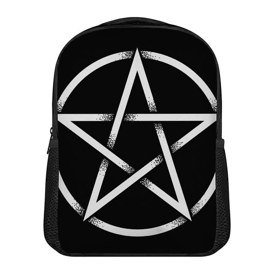 Black And White Pentagram Symbol Print Casual Backpack