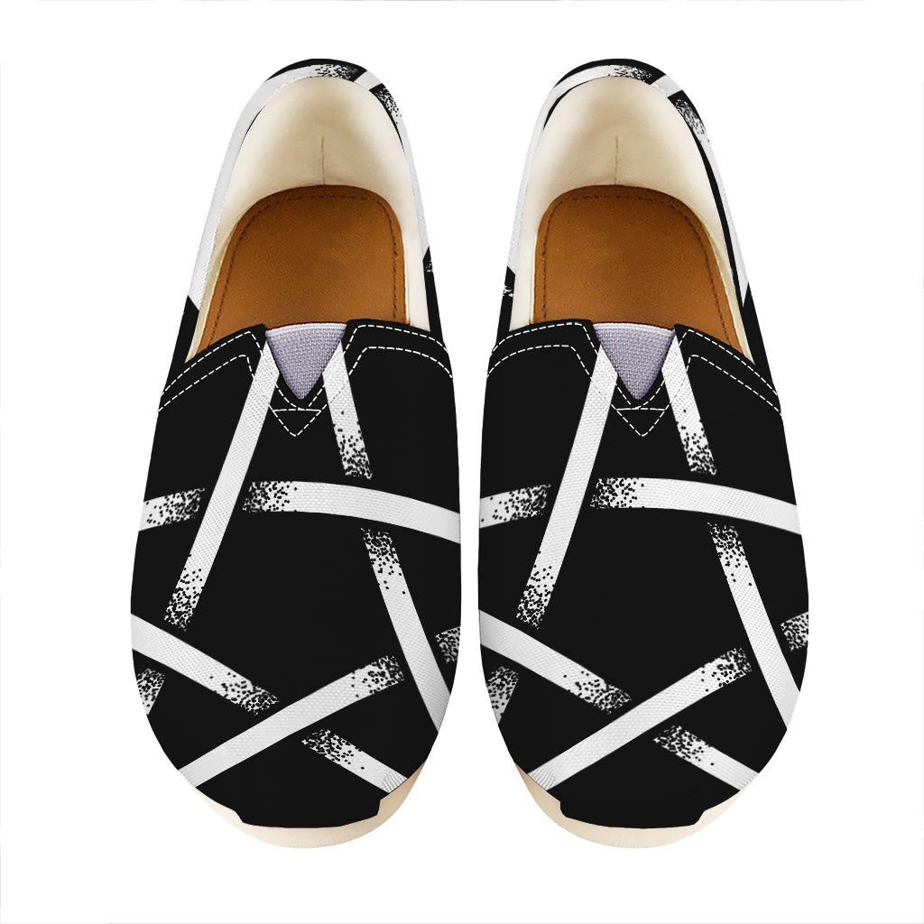 Black And White Pentagram Symbol Print Casual Shoes