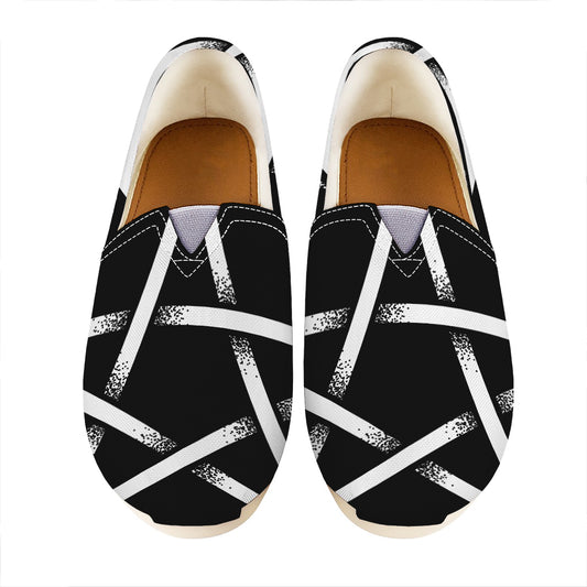 Black And White Pentagram Symbol Print Casual Shoes