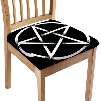 Black And White Pentagram Symbol Print Chair Cushion Cover