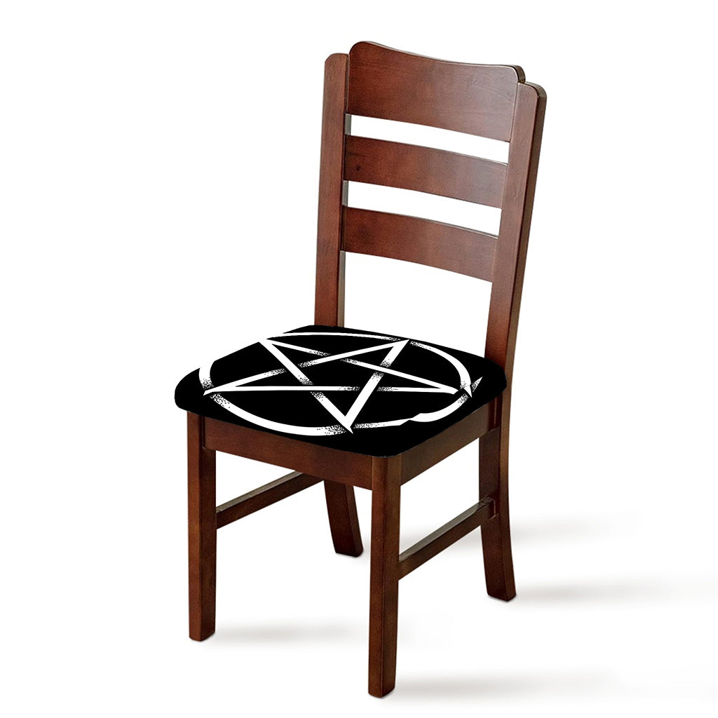 Black And White Pentagram Symbol Print Chair Cushion Cover