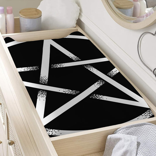 Black And White Pentagram Symbol Print Changing Pad Cover