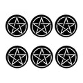 Black And White Pentagram Symbol Print Coaster Set