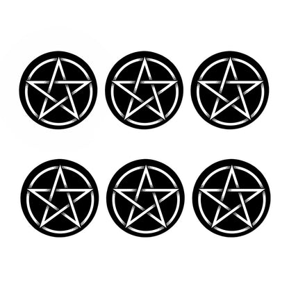 Black And White Pentagram Symbol Print Coaster Set
