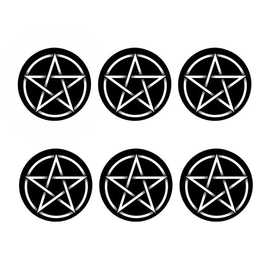 Black And White Pentagram Symbol Print Coaster Set