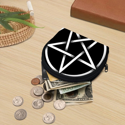 Black And White Pentagram Symbol Print Coin Purse