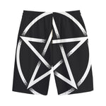 Black And White Pentagram Symbol Print Cotton Shorts