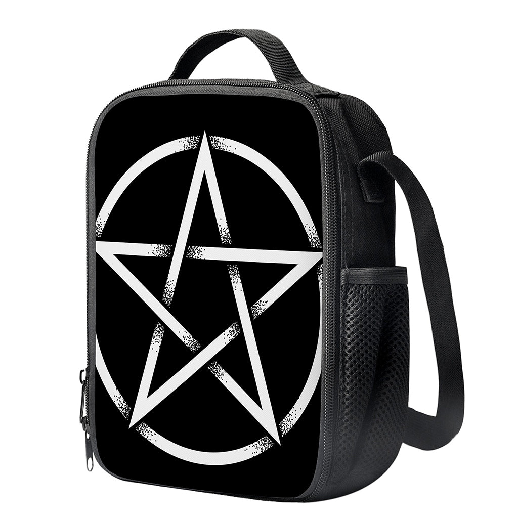 Black And White Pentagram Symbol Print Crossbody Lunch Bag