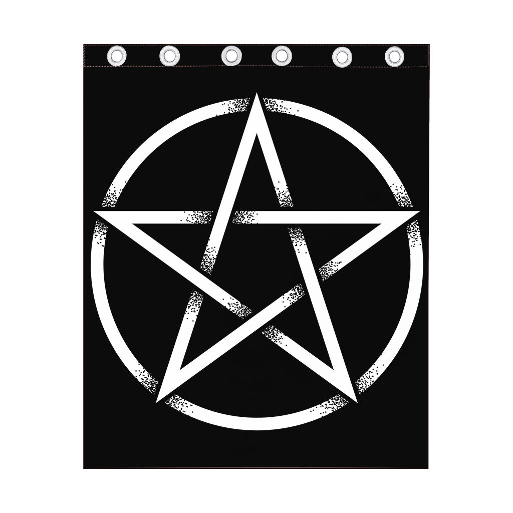 Black And White Pentagram Symbol Print Curtain