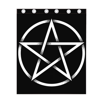 Black And White Pentagram Symbol Print Curtain